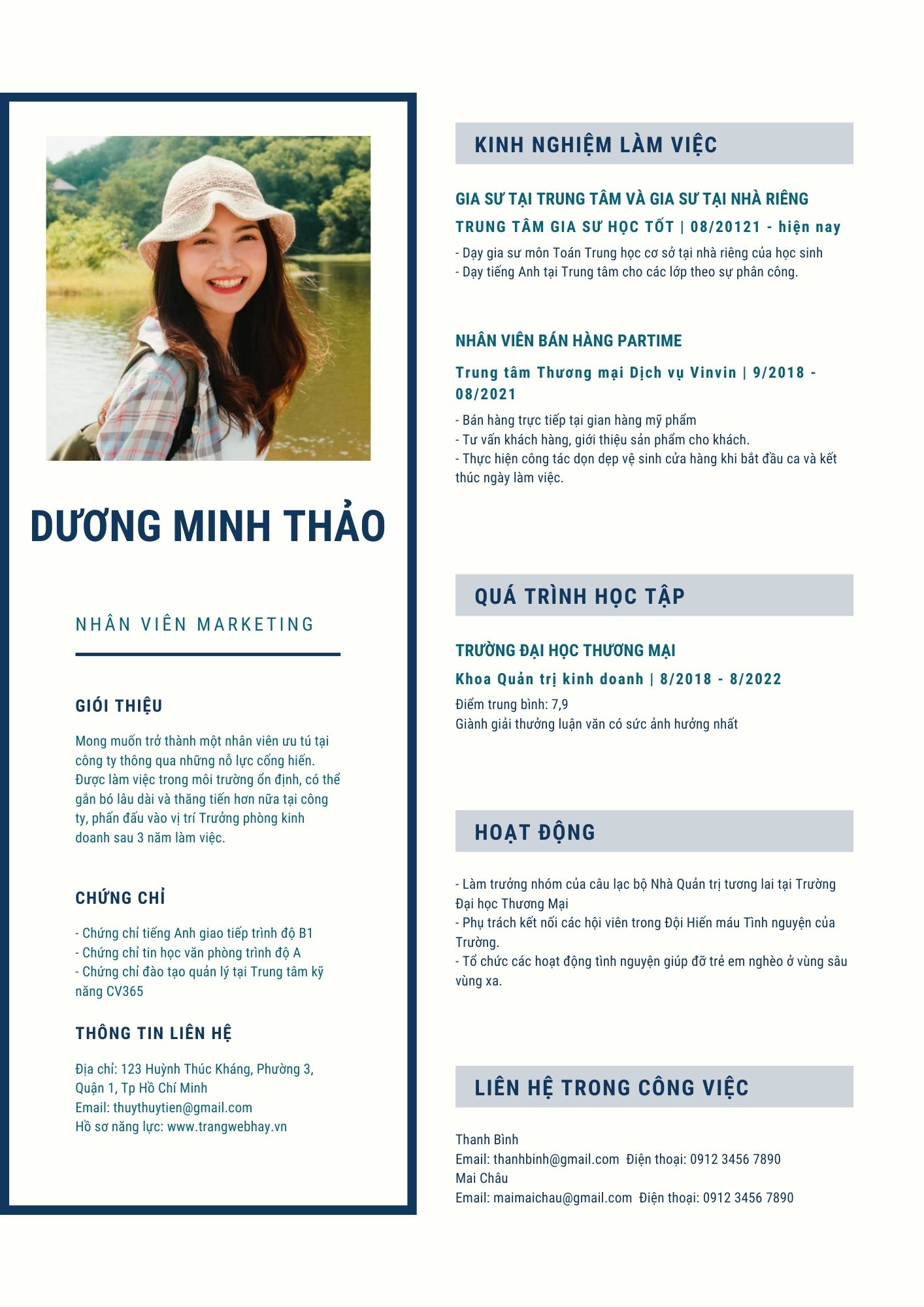 Tải mẫu CV tiếng Việt cho sinh viên mới ra trường