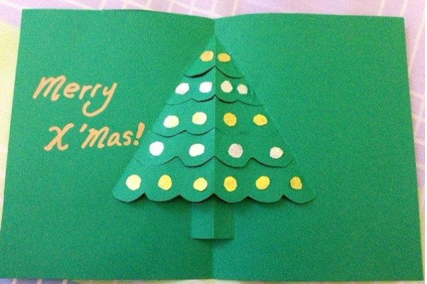Thiệp nổi Giáng Sinh hình cây thông đơn giản (Nguồn: Internet)